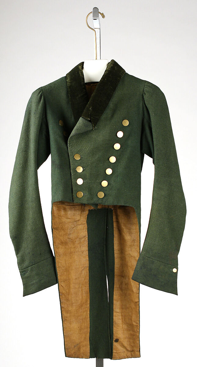 Coat, wool, metal, European 