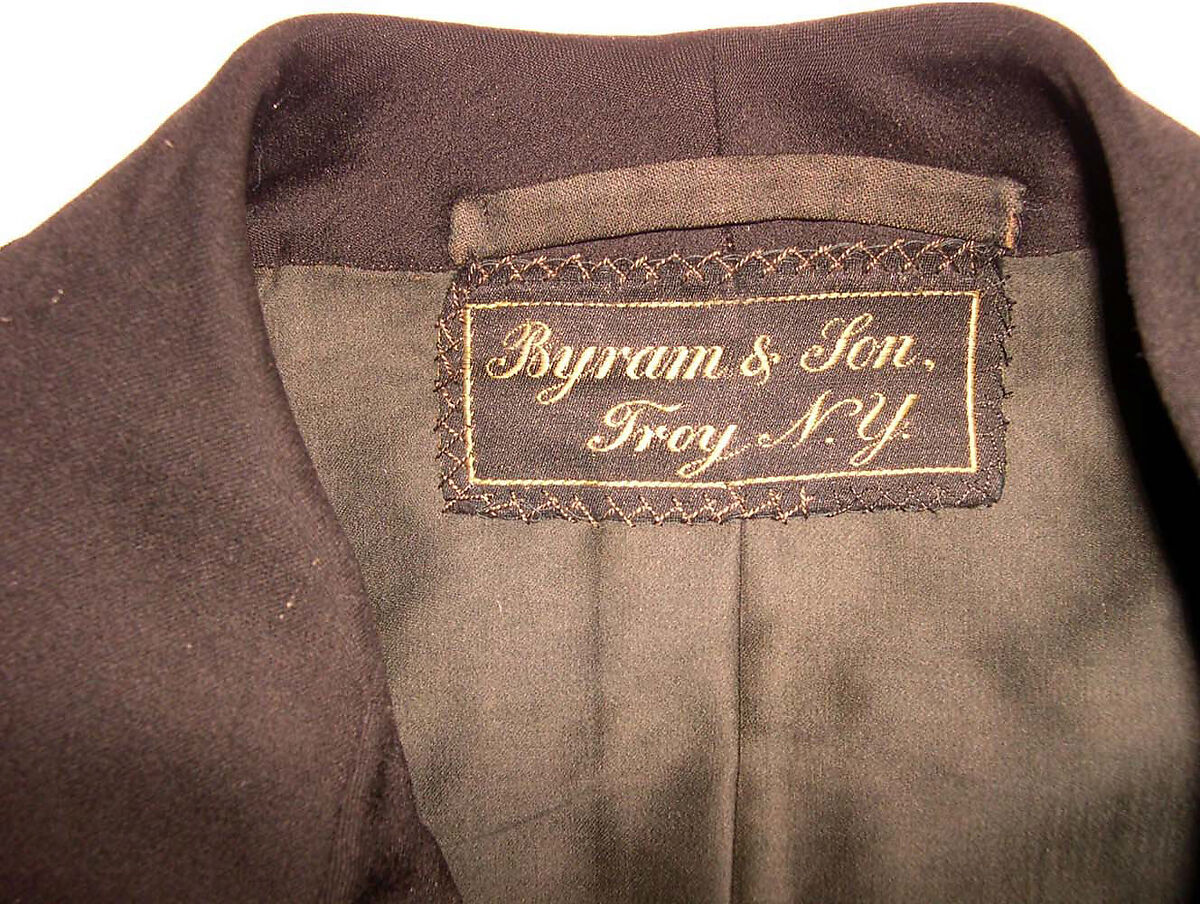 Wedding suit, (a) Byram &amp; Son (American), (a, c) wool
(b) silk, cotton, American