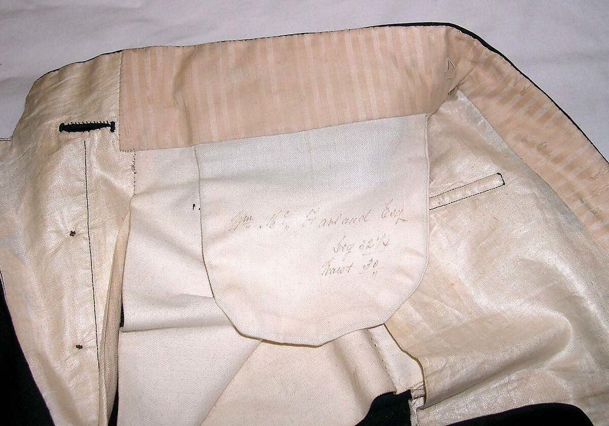 Wedding suit, (a) Byram &amp; Son (American), (a, c) wool
(b) silk, cotton, American