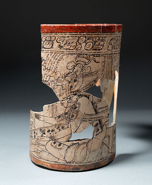 Codex-style vessel with scribe, Ceramic, pigment, Maya 