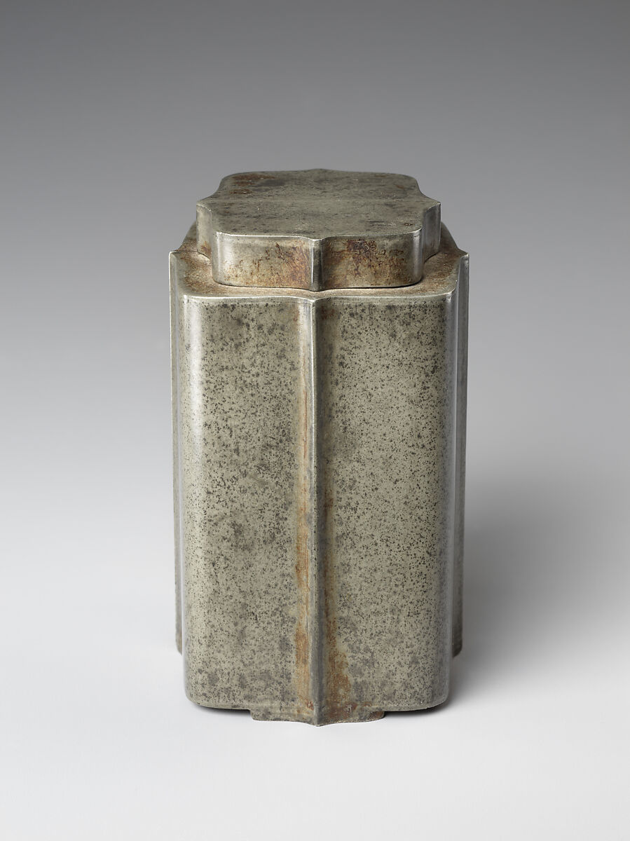 Pair of inscribed tea caddies, Attributed to Shen Cunzhou (Chinese, active 17th century), Pewter, China