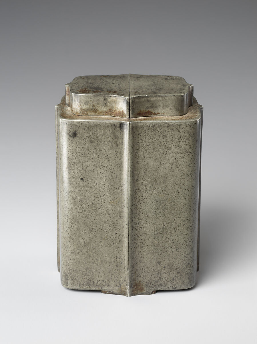 Pair of inscribed tea caddies, Attributed to Shen Cunzhou (Chinese, active 17th century), Pewter, China