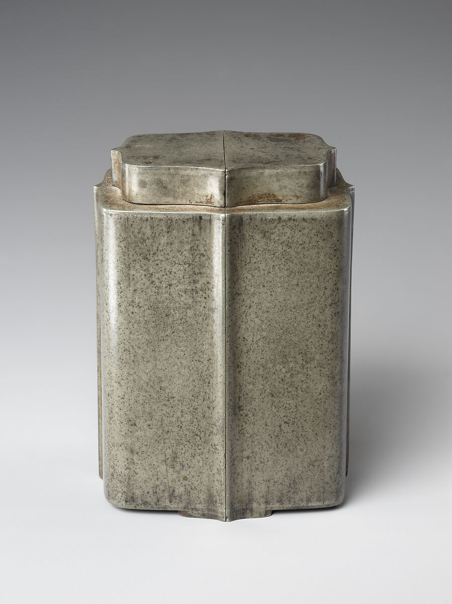 Pair of inscribed tea caddies, Attributed to Shen Cunzhou (Chinese, active 17th century), Pewter, China