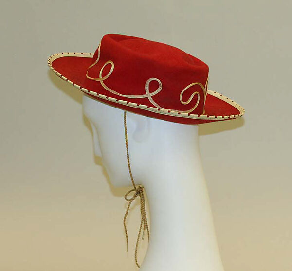 Ensemble, cotton, wool, plastic, American