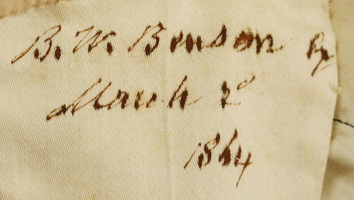 Suit, (a, b) wool; (c, d) silk; (e, f) leather, cotton, American