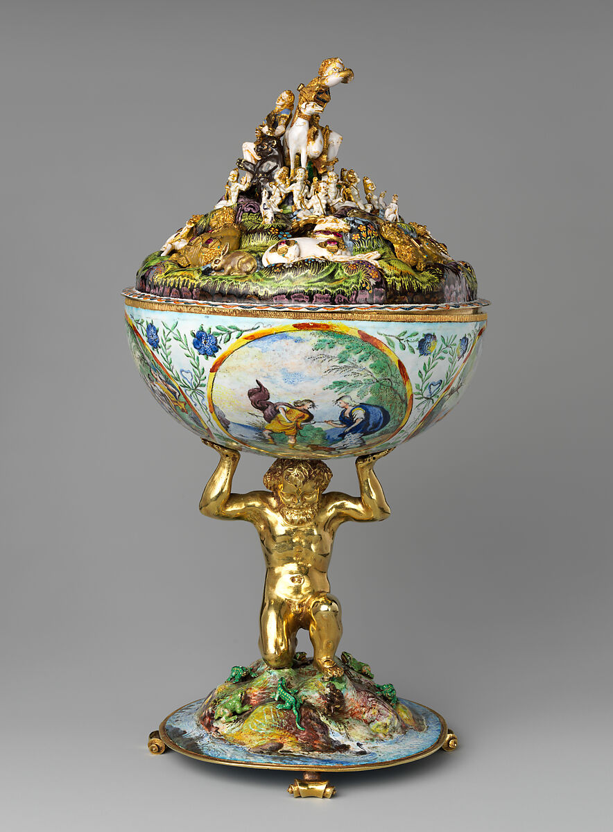 The Orpheus Cup, Jan Vermeyen  German, Gold: cast, embossed, and engraved; enamel: ronde-bosse and painted; rubies, Austrian, Vienna