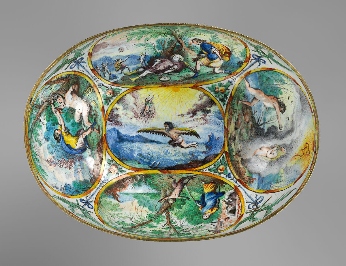 The Orpheus Cup, Jewel animals, amorini, and figurines of the lid attributed to Jan Vermeyen (Brussels (Hapsburg Lowlands) before 1559–1608 Prague), Gold: cast, embossed, and engraved; enamel: ronde-bosse and painted; rubies, Austrian, Vienna