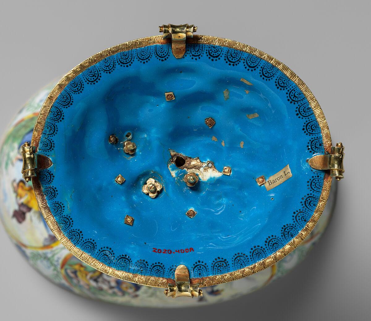 The Orpheus Cup, Jewel animals, amorini, and figurines of the lid attributed to Jan Vermeyen (Brussels (Hapsburg Lowlands) before 1559–1608 Prague), Gold: cast, embossed, and engraved; enamel: ronde-bosse and painted; rubies, Austrian, Vienna