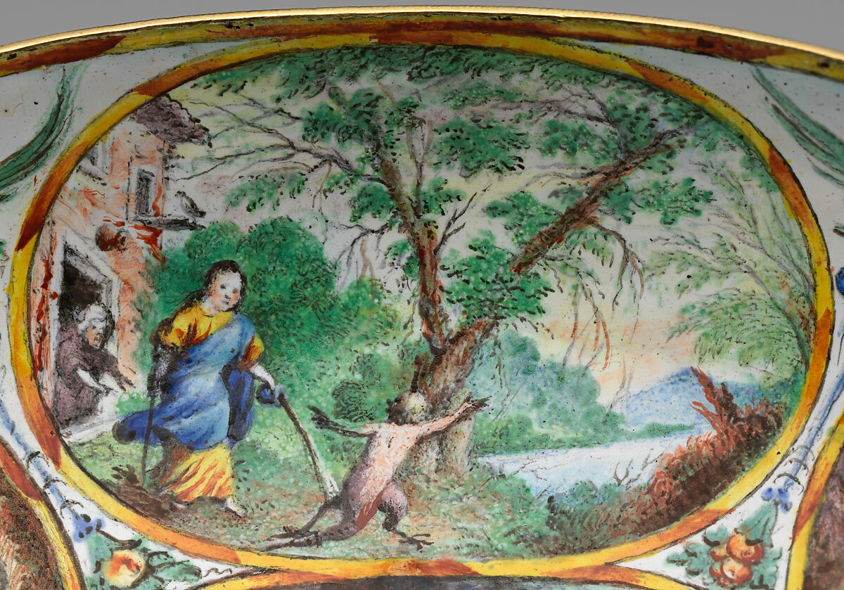 The Orpheus Cup, Jewel animals, amorini, and figurines of the lid attributed to Jan Vermeyen (Brussels (Hapsburg Lowlands) before 1559–1608 Prague), Gold: cast, embossed, and engraved; enamel: ronde-bosse and painted; rubies, Austrian, Vienna