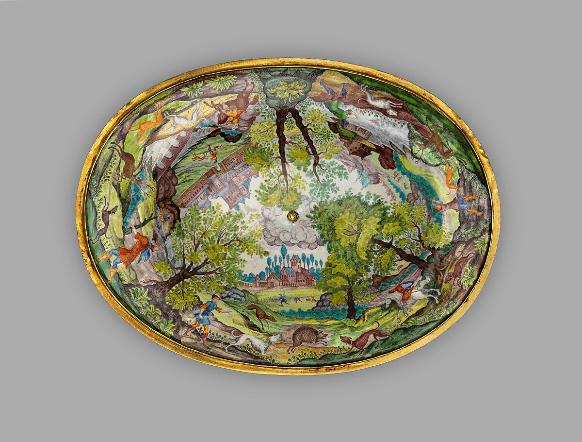 The Orpheus Cup, Jewel animals, amorini, and figurines of the lid attributed to Jan Vermeyen (Brussels (Hapsburg Lowlands) before 1559–1608 Prague), Gold: cast, embossed, and engraved; enamel: ronde-bosse and painted; rubies, Austrian, Vienna