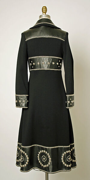 Coat, Stephen Burrows (American, born 1943), wool, leather, metal, American