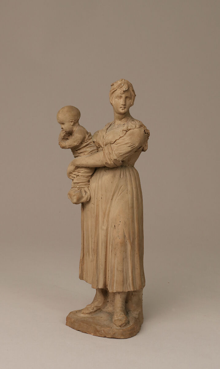 Mother and Child, Bartolomeo Pinelli (Italian, Rome 1781–1835 Rome), Terracotta, Italian, Rome