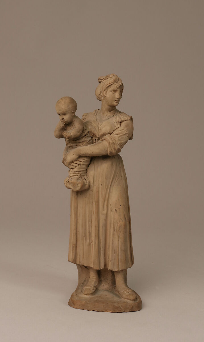 Mother and Child, Bartolomeo Pinelli (Italian, Rome 1781–1835 Rome), Terracotta, Italian, Rome