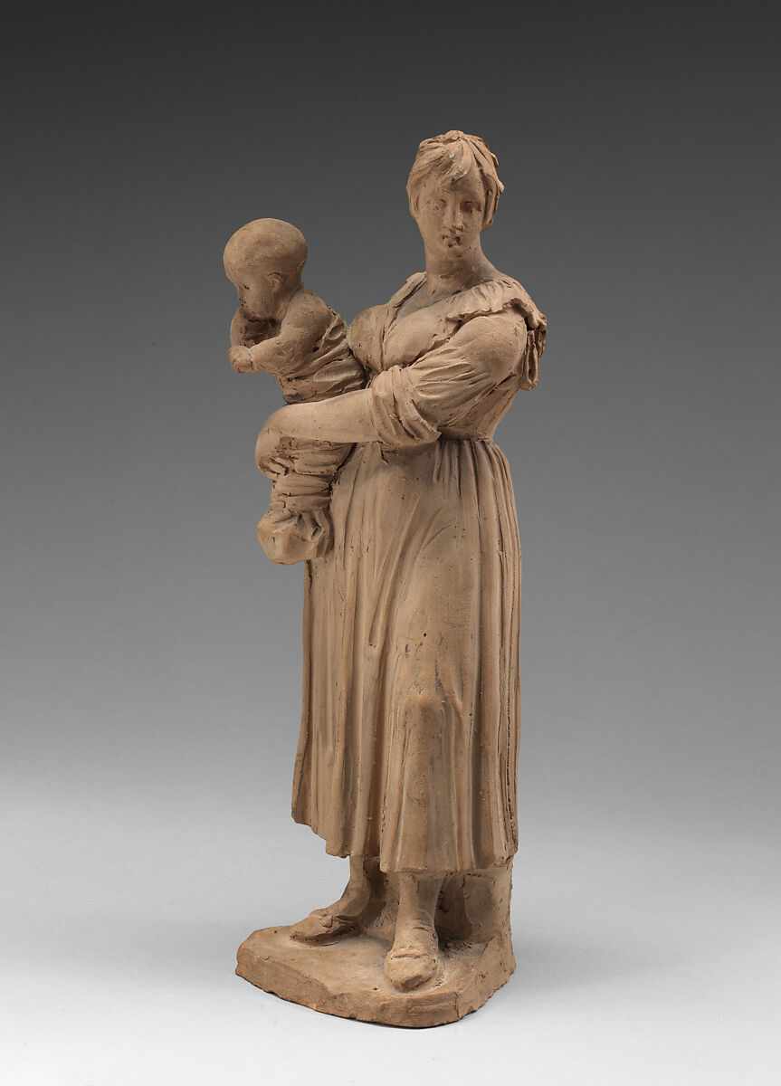 Mother and Child, Bartolomeo Pinelli (Italian, Rome 1781–1835 Rome), Terracotta, Italian, Rome 