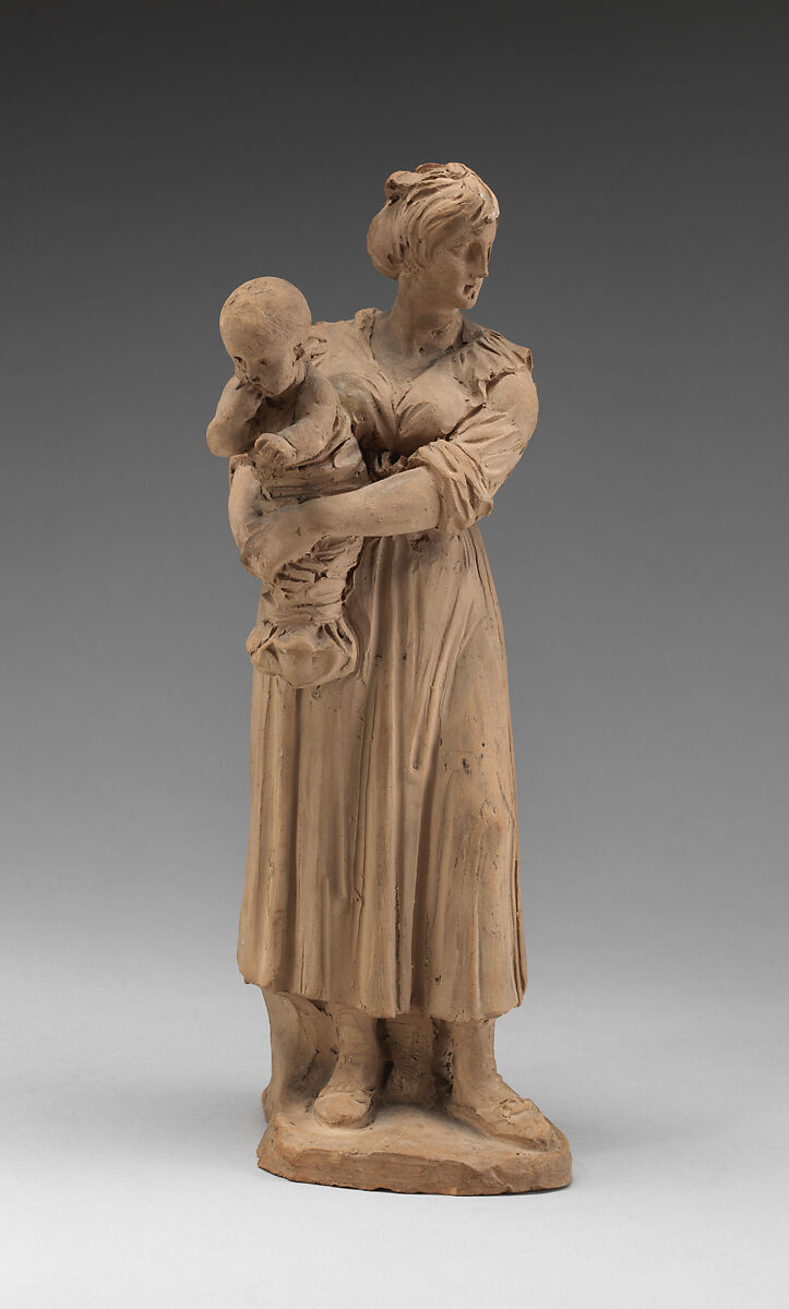 Mother and Child, Bartolomeo Pinelli (Italian, Rome 1781–1835 Rome), Terracotta, Italian, Rome