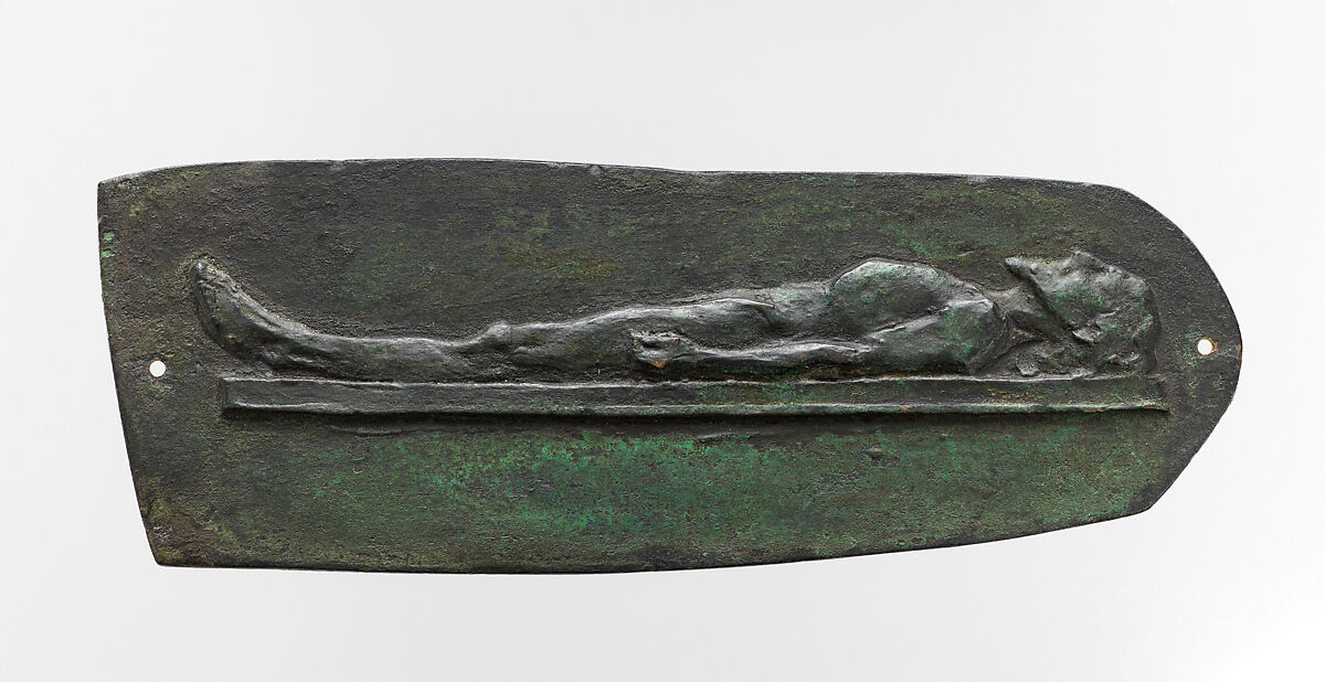 Le Christ mort / Christ couché nu, Alexandre-Louis-Marie Charpentier (French, Paris 1856–1909 Neuilly), Cast bronze with dark greenish brown patina, French 