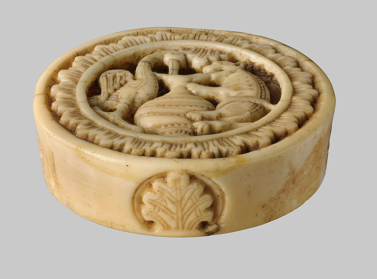 Game Piece with Stork and Fox, Walrus ivory, North French or German