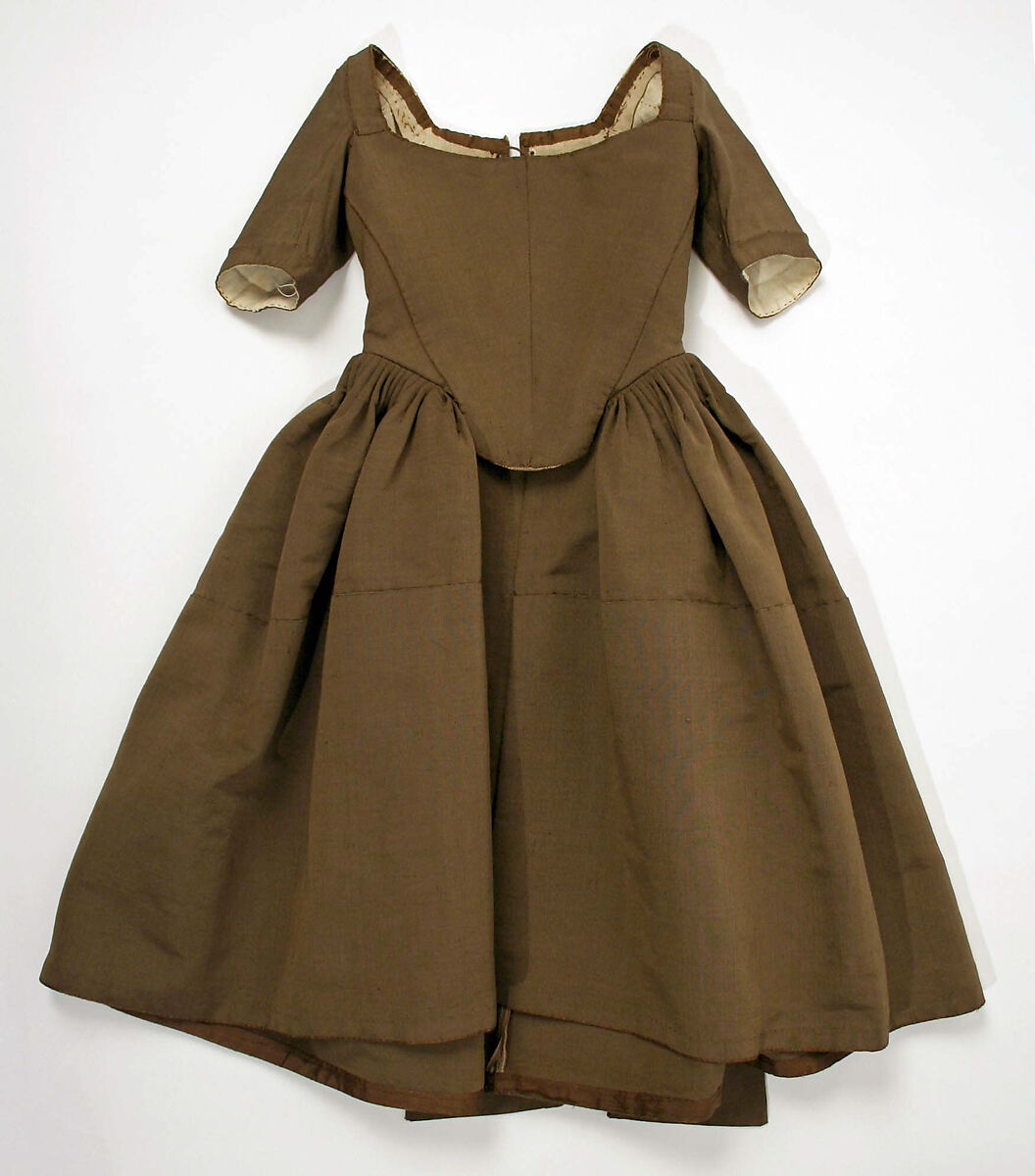 Dress, wool, silk, British 