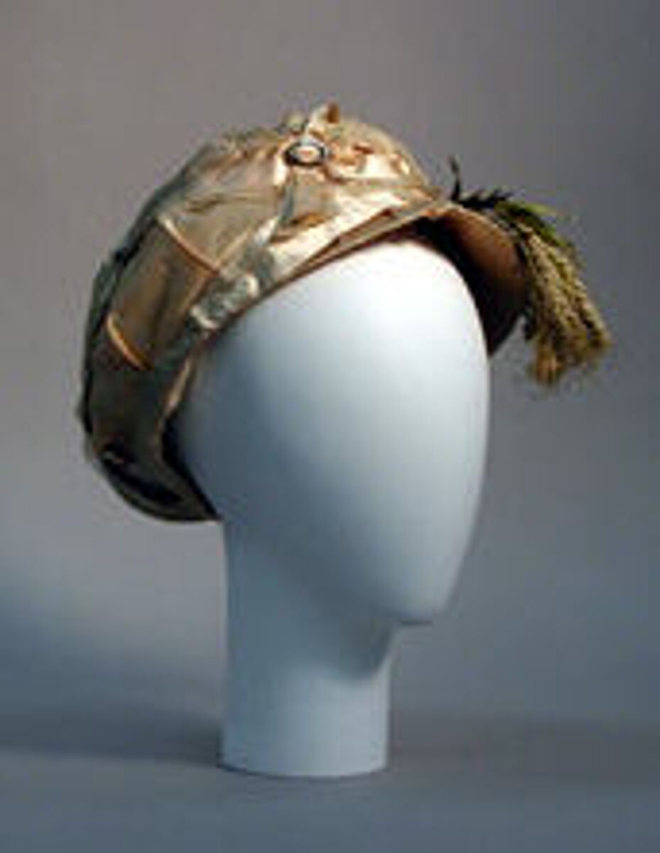 Hat, silk, raffia, metal, French