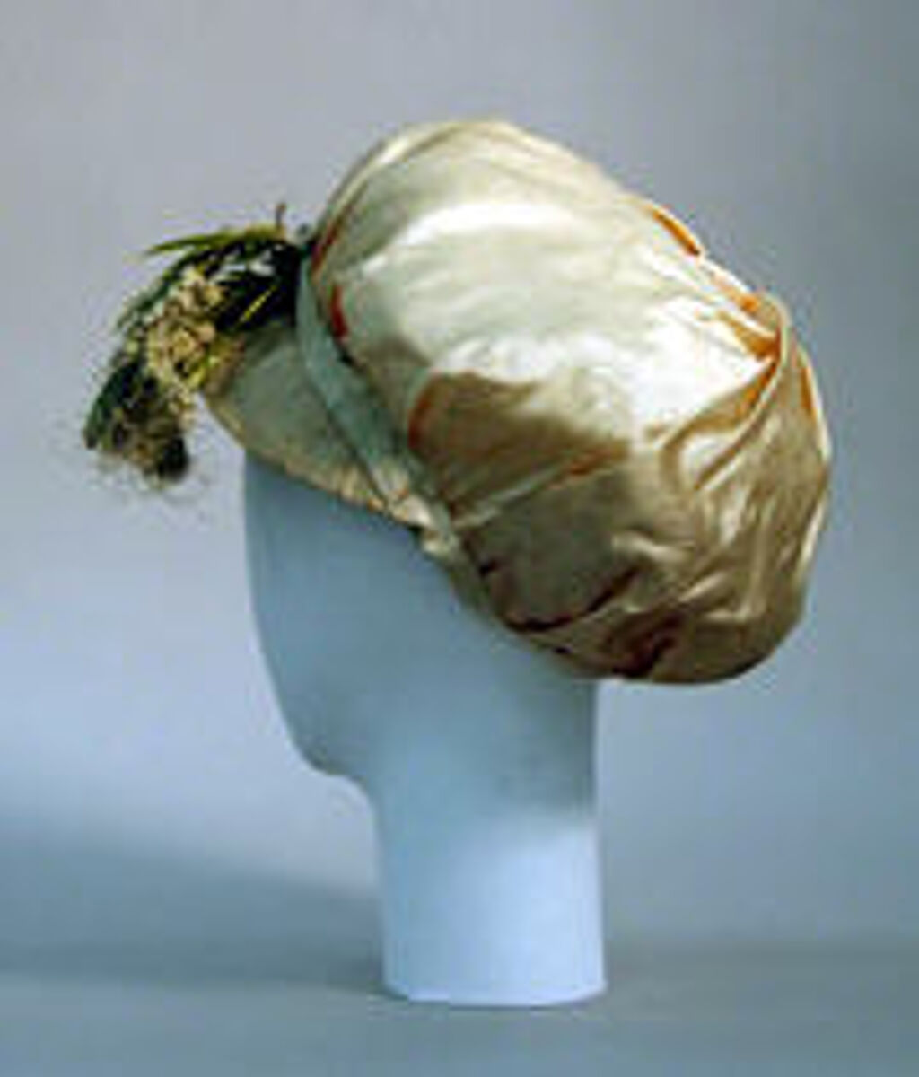 Hat, silk, raffia, metal, French