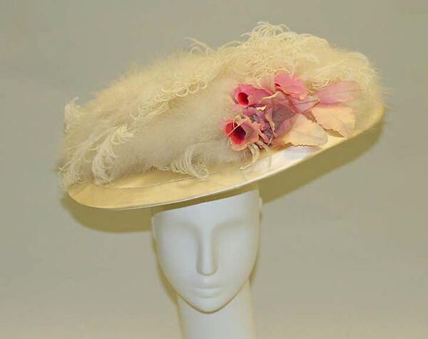 Hat, silk, feathers, American 