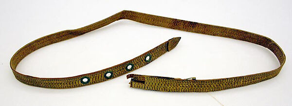 Dress, Nellie Harrington (American), (a, b) cotton, silk
(c) leather, American