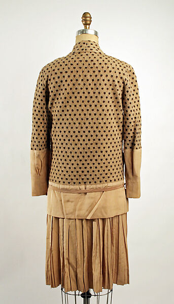 Dress, Nellie Harrington (American), (a, b) cotton, silk
(c) leather, American