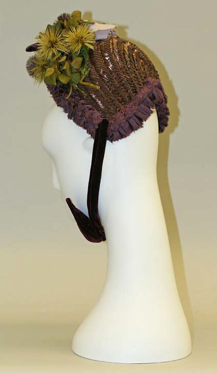 Bonnet, straw, silk, French