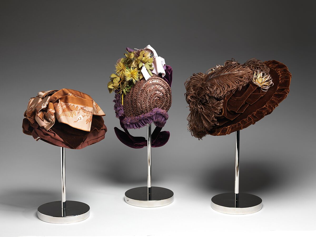 Bonnet, straw, silk, French