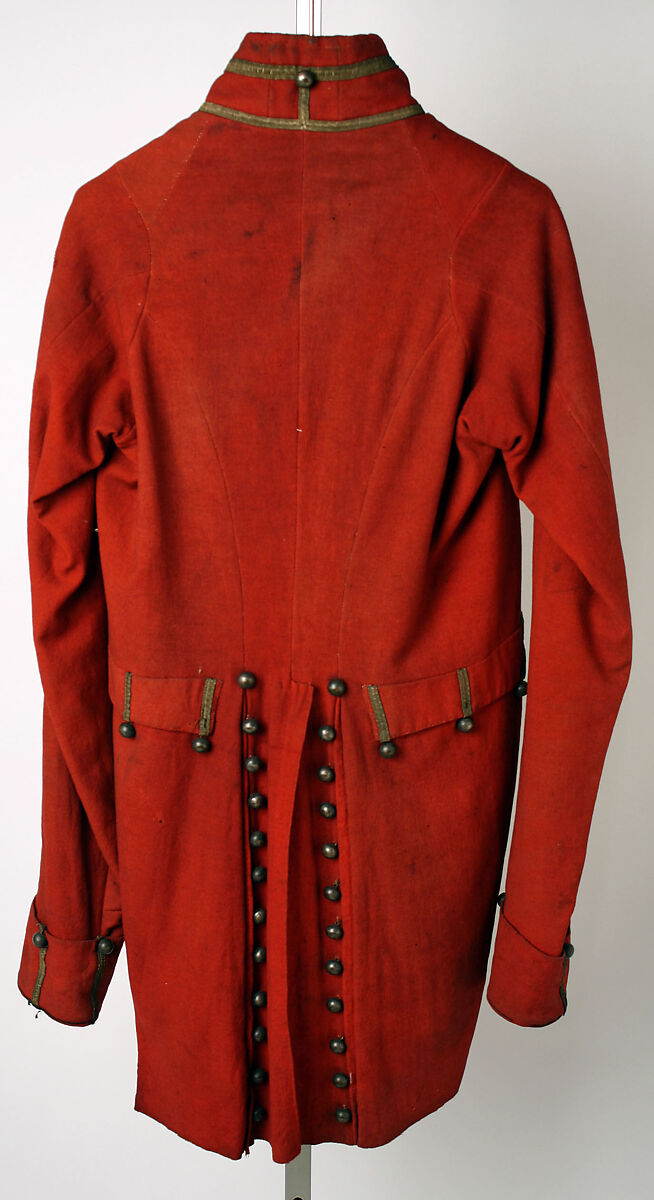 Tail coat, wool, metal, American