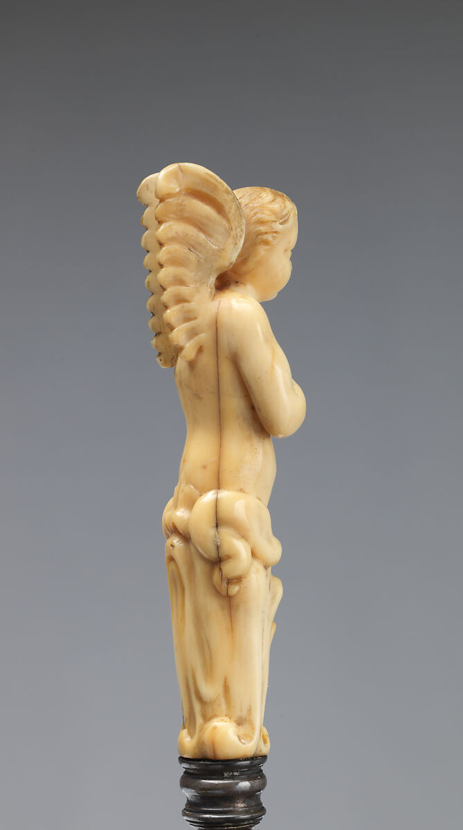 Knife with winged putto handle, Steel, ivory, probably Italian