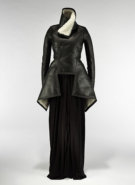 Ensemble, Rick Owens (American, born 1961), (a) leather, shearling; (b) silk, American 