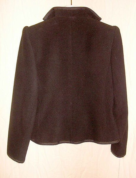 Evening ensemble, Yves Saint Laurent (French, founded 1961), (a) wool, silk; (b, c) silk; (d, e) metal, glass, French