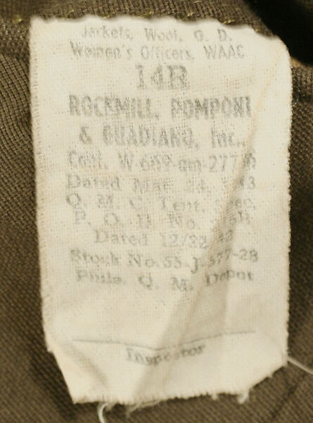 Uniform, (a–d) wool
(e–l) metal, American