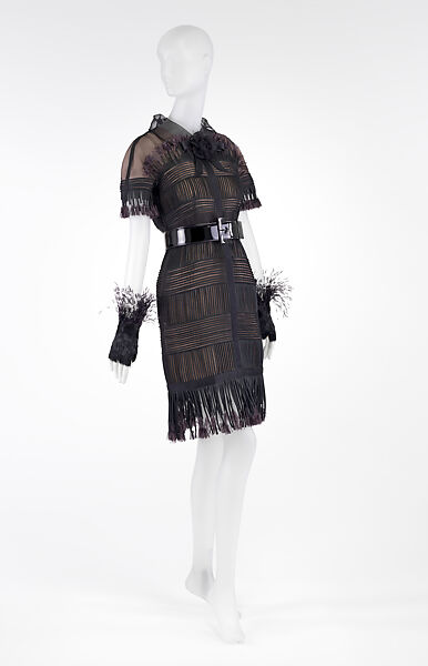 Ensemble, House of Chanel (French, founded 1910), Silk, feathers, metal, rhinestones, tulle, patent leather, synthetic mesh, French