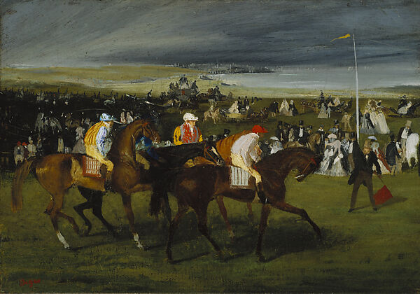 At the Races: The Start, Edgar Degas (French, Paris 1834–1917 Paris), Oil on canvas, French 
