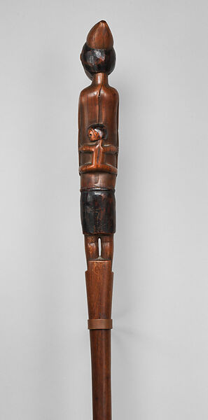 Staff with mother and child, "Master of the Baboon Finial" (late 19th–early 20th century, KwaZulu Natal, South Africa), Wood, Tsonga peoples