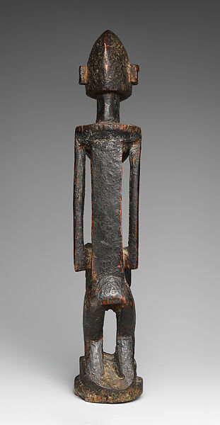 Female dege dal nda (sculpture of the terrace), Dogon blacksmith, Wood, applied organic materials, Dogon peoples