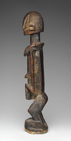 Female dege dal nda (sculpture of the terrace), Dogon blacksmith, Wood, applied organic materials, Dogon peoples