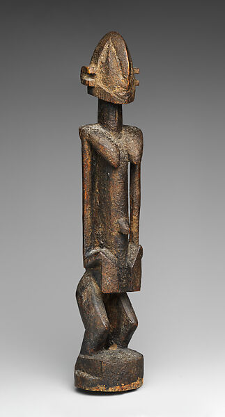 Female dege dal nda (sculpture of the terrace), Dogon blacksmith, Wood, applied organic materials, Dogon peoples