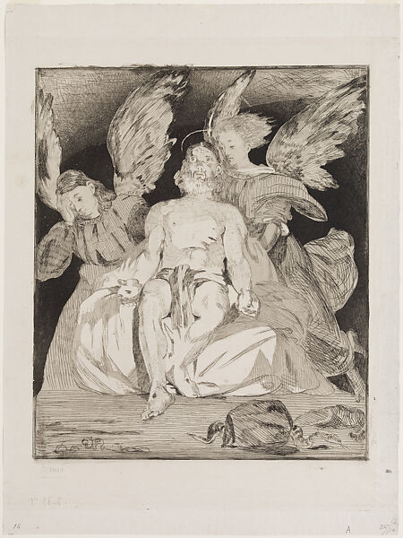 Dead Christ with Angels, Edouard Manet (French, Paris 1832–1883 Paris), Etching and aquatint on china paper; first state of three, French 