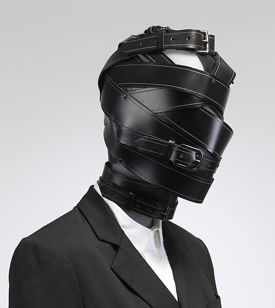 Ensemble, A. F. Vandevorst (Belgian, founded 1997), (a) leather, metal, (b) wool, silk (c) cotton, (d) synthetic, (e, f) leather, Belgian