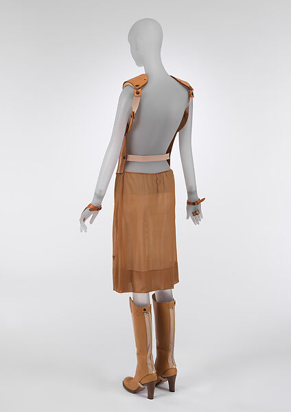 Ensemble, A. F. Vandevorst (Belgian, founded 1997), (a) leather, (b) nylon, (c, d) leather, (e, f) leather, Belgian