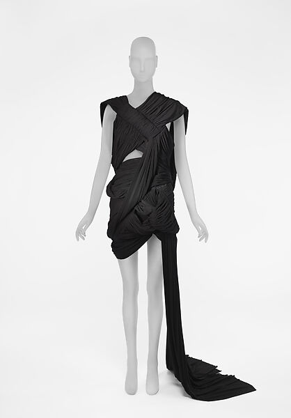 Ensemble, Rick Owens (American, born 1961), (a) cupro, elastane, (b) cupro, elastane, cotton, (c) nylon, (d, e) leather, rubber, American 