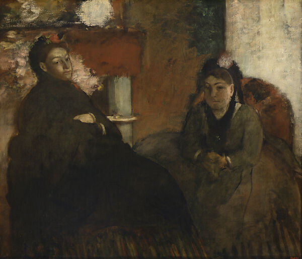 Madame Lisle and Madame Loubens, Edgar Degas (French, Paris 1834–1917 Paris), Oil on canvas, French 