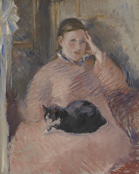 Woman with a Cat, Edouard Manet (French, Paris 1832–1883 Paris), Oil on canvas, French 