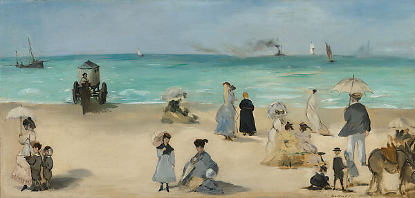 On the Beach, Boulogne-sur-Mer, Edouard Manet (French, Paris 1832–1883 Paris), Oil on canvas, French 