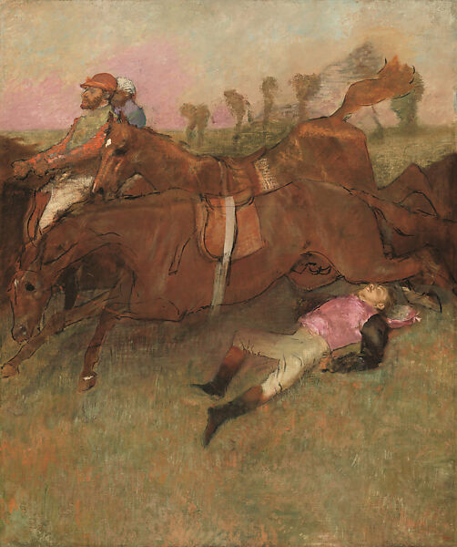 Scene from the Steeplechase: The Fallen Jockey, Edgar Degas  French, Oil on canvas, French