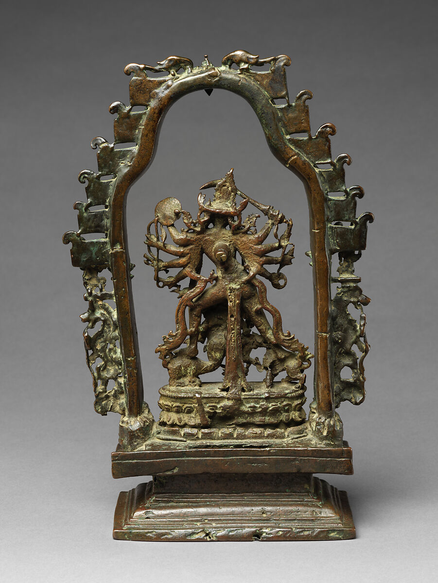 Goddess Durga slaying the demon Mahisha, Copper alloy, Bangladesh, northern Bengal, possibly Varendra region