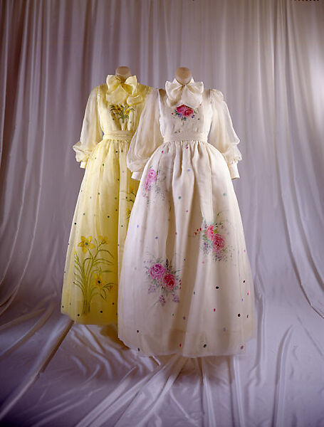 Evening dress, Adolfo (American, born Cuba, Cárdenas 1923–2021 New York), (a, b) silk; (c) cotton, nylon, American